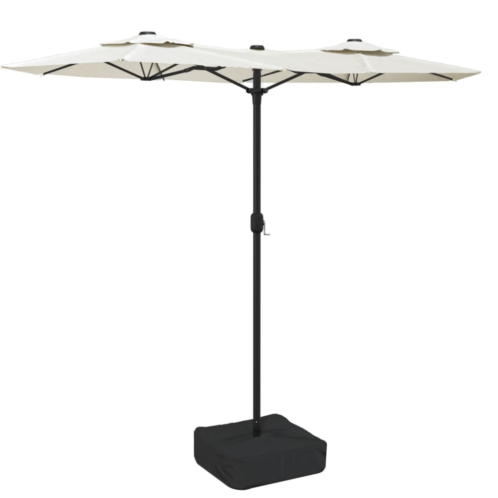 Vidaxx parasol double toit avec LED 316x240 cm blanc sable