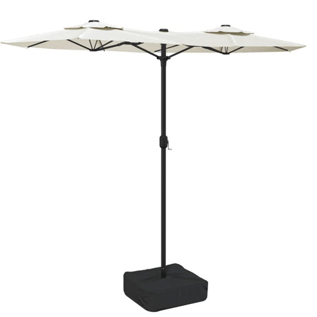 Vidaxx parasol double toit avec LED 316x240 cm blanc sable