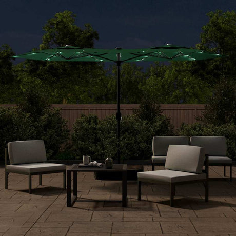 Vidaxx parasol double avec LED 316x240 cm vert