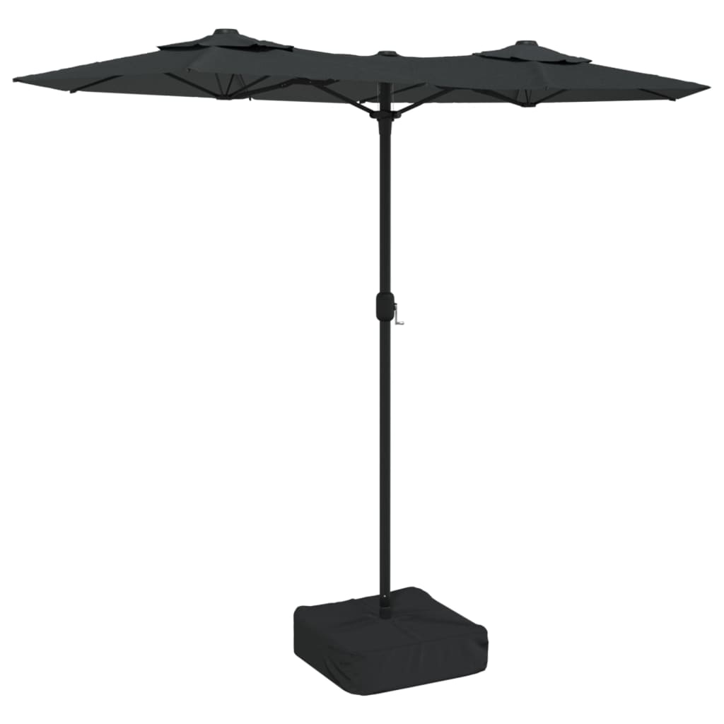 Vidaxl Parasol dvojna streha z LED 316x240 cm antracit -barva