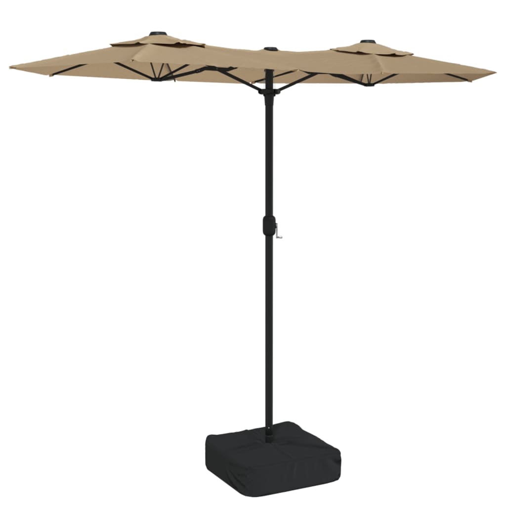 Vidaxl Parasol Double střecha s LED 316x240 cm taupe