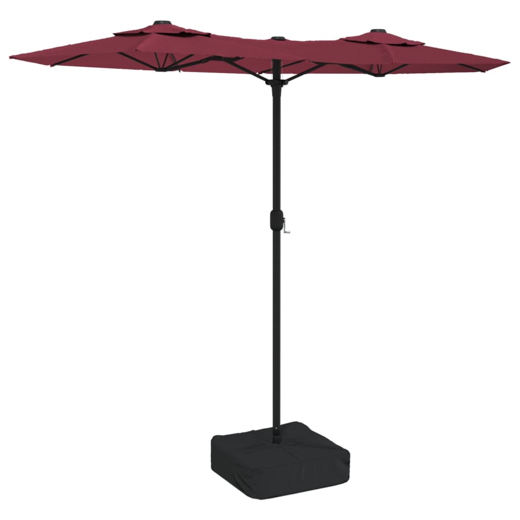 Vidaxx parasol double toit avec LED 316x240 cm bordeaux