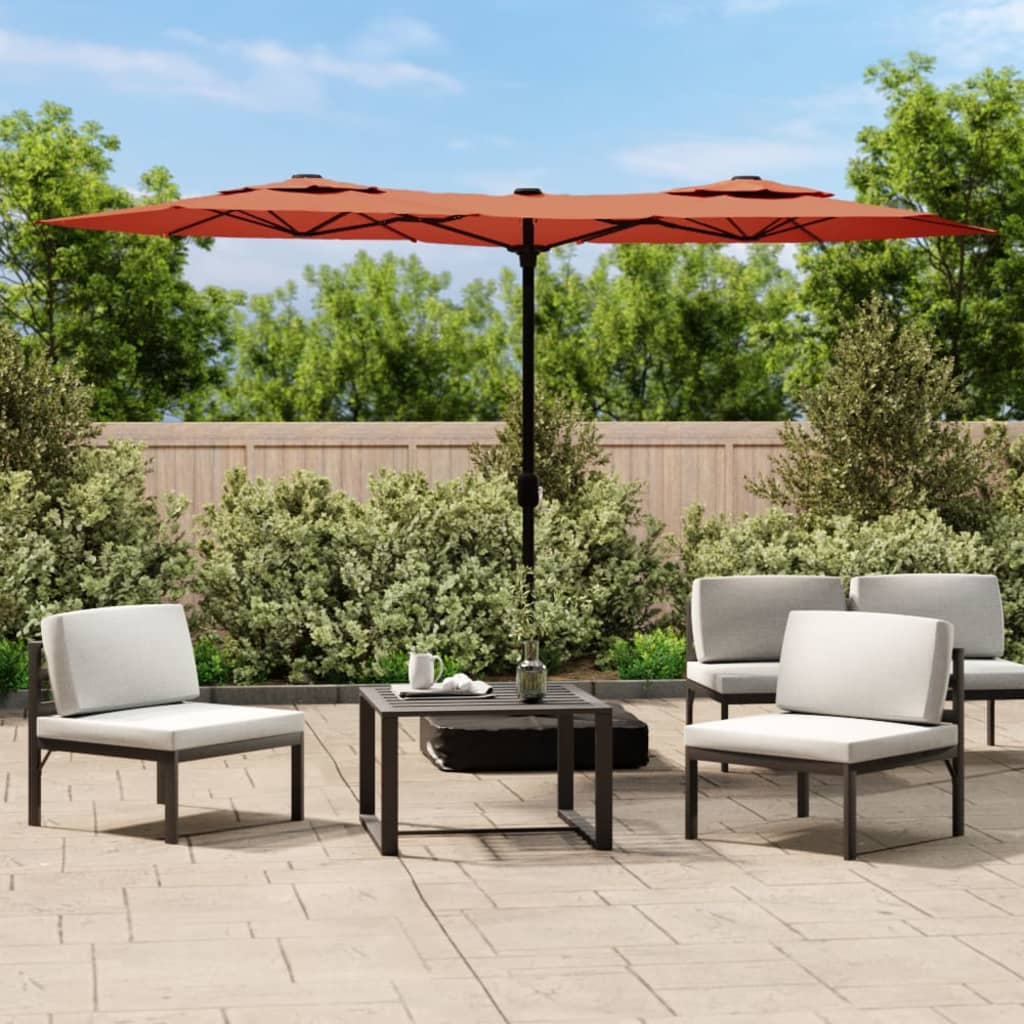 Vidaxx parasol double toit avec LED 316x240 cm couleur terre cuite