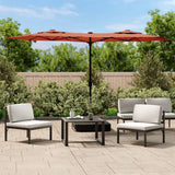 Vidaxx parasol double toit avec LED 316x240 cm couleur terre cuite