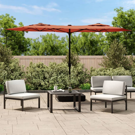 Vidaxx parasol double toit avec LED 316x240 cm couleur terre cuite