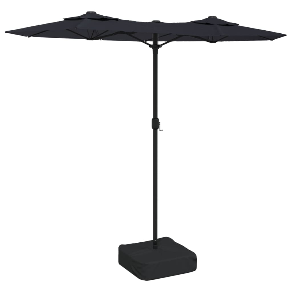 Vidaxl Parasol Double střecha s LED 316x240 cm černá