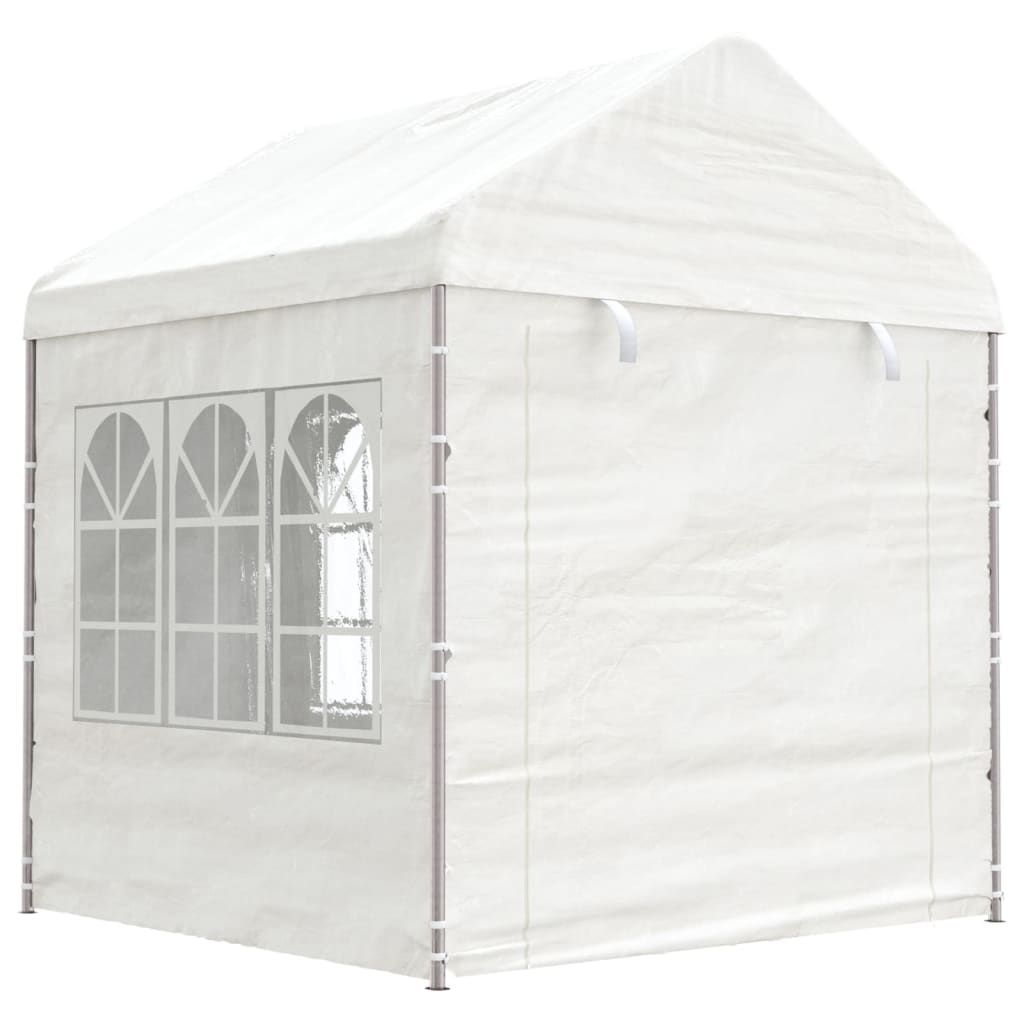 Arbor vidaxl avec toit 4.46x2.28x2.69 m Blanc en polyéthylène