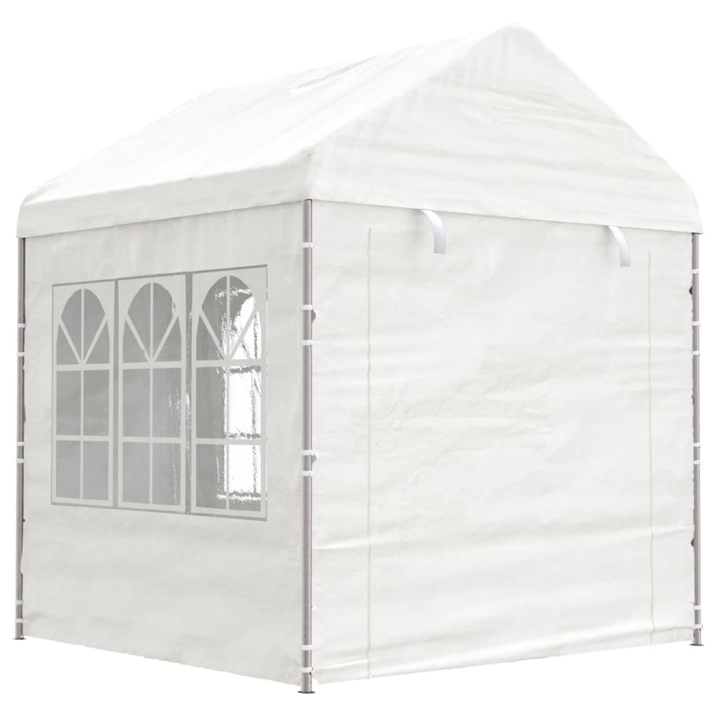 VidaXL Prieel met dak 8,92x2,28x2,69 m polyetheen wit