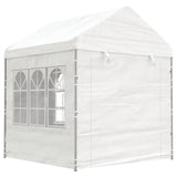 Arbor vidaxl avec toit 13.38x2.28x2.69 m Blanc en polyéthylène