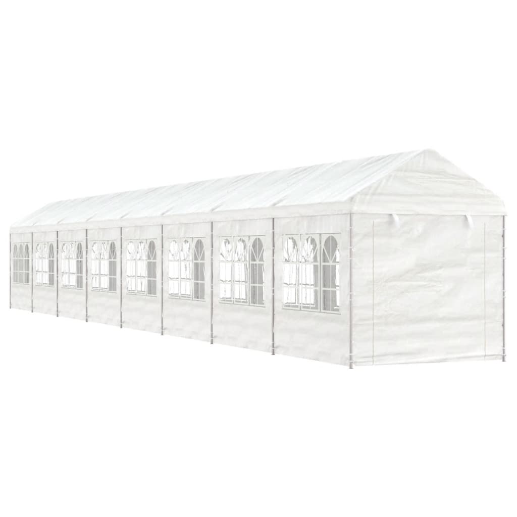 Arbor Vidaxl avec toit 17.84x2.28x2.69 m Blanc en polyéthylène