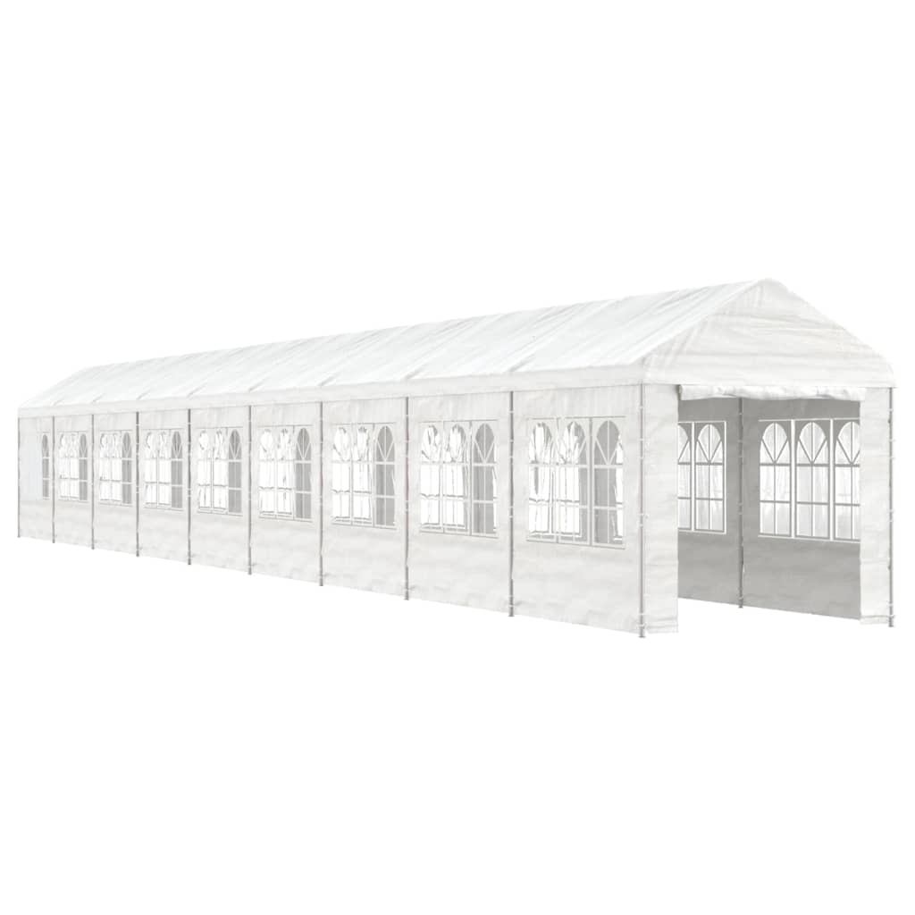 Vidaxl arbor with roof 20.07x2.28x2.69 m polyethylene white