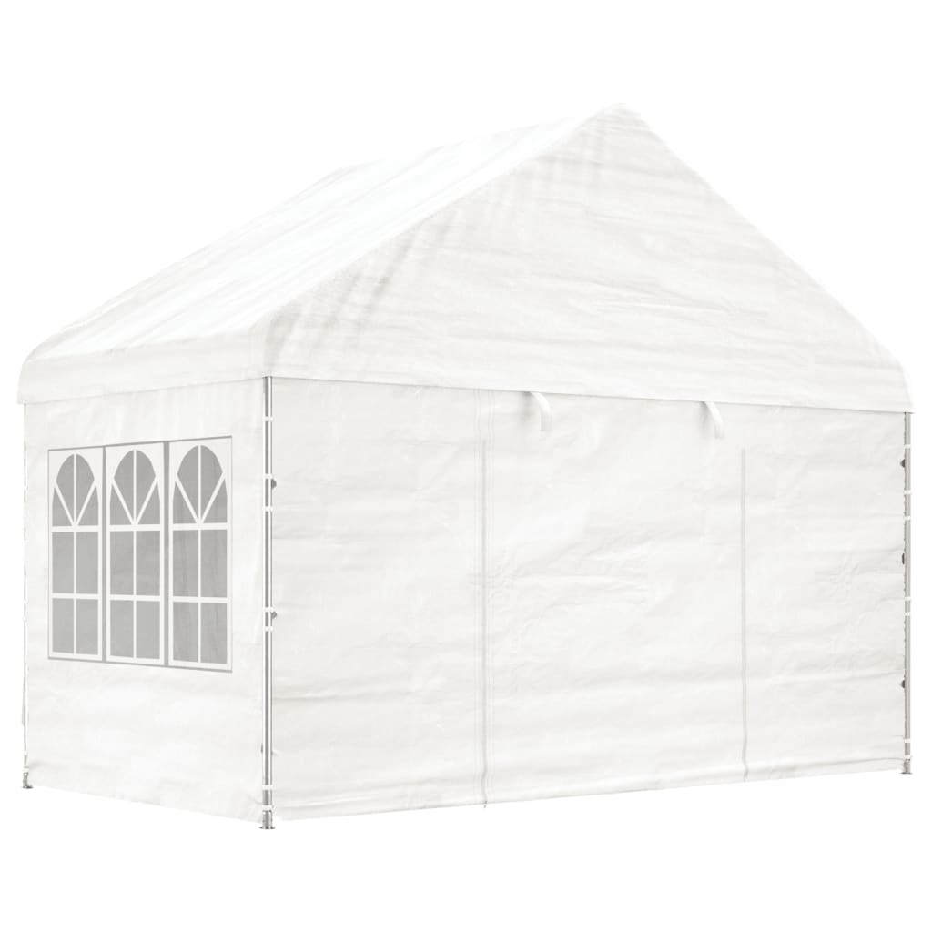 Arbor vidaxl avec toit 4.46x4.08x3,22 m Blanc en polyéthylène