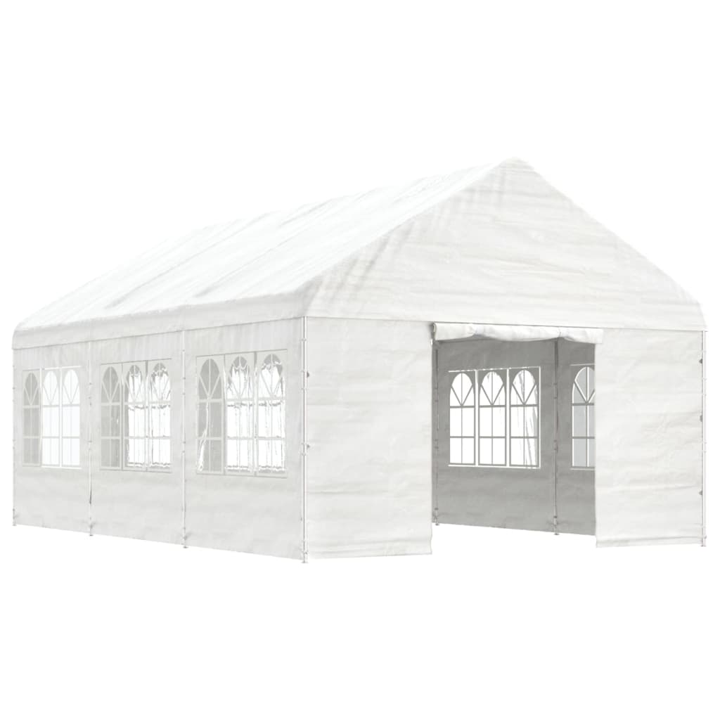 VidaXL Prieel met dak 6,69x4,08x3,22 m polyetheen wit