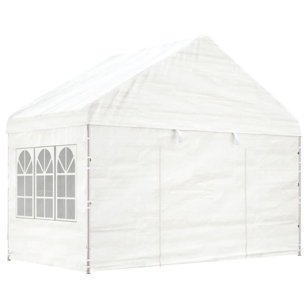 Vidaxl arbor with roof 6.69x4.08x3.22 m polyethylene white