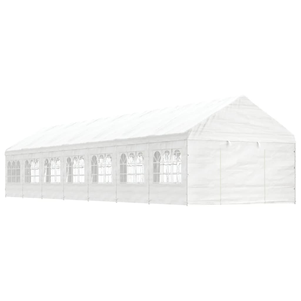 VidaXL Prieel met dak 15,61x4,08x3,22 m polyetheen wit