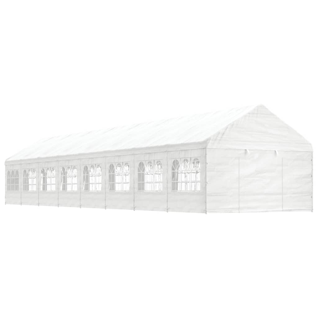 Arbor vidaxl avec toit 17.84x4.08x3,22 m Blanc en polyéthylène