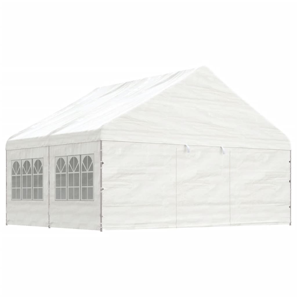 VidaXL Prieel met dak 4,46x5,88x3,75 m polyetheen wit