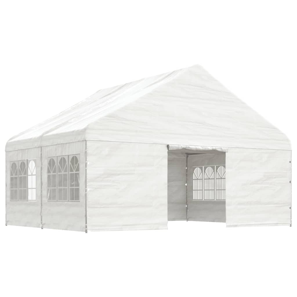 Vidaxl arbor with roof 4.46x5.88x3.75 m polyethylene white