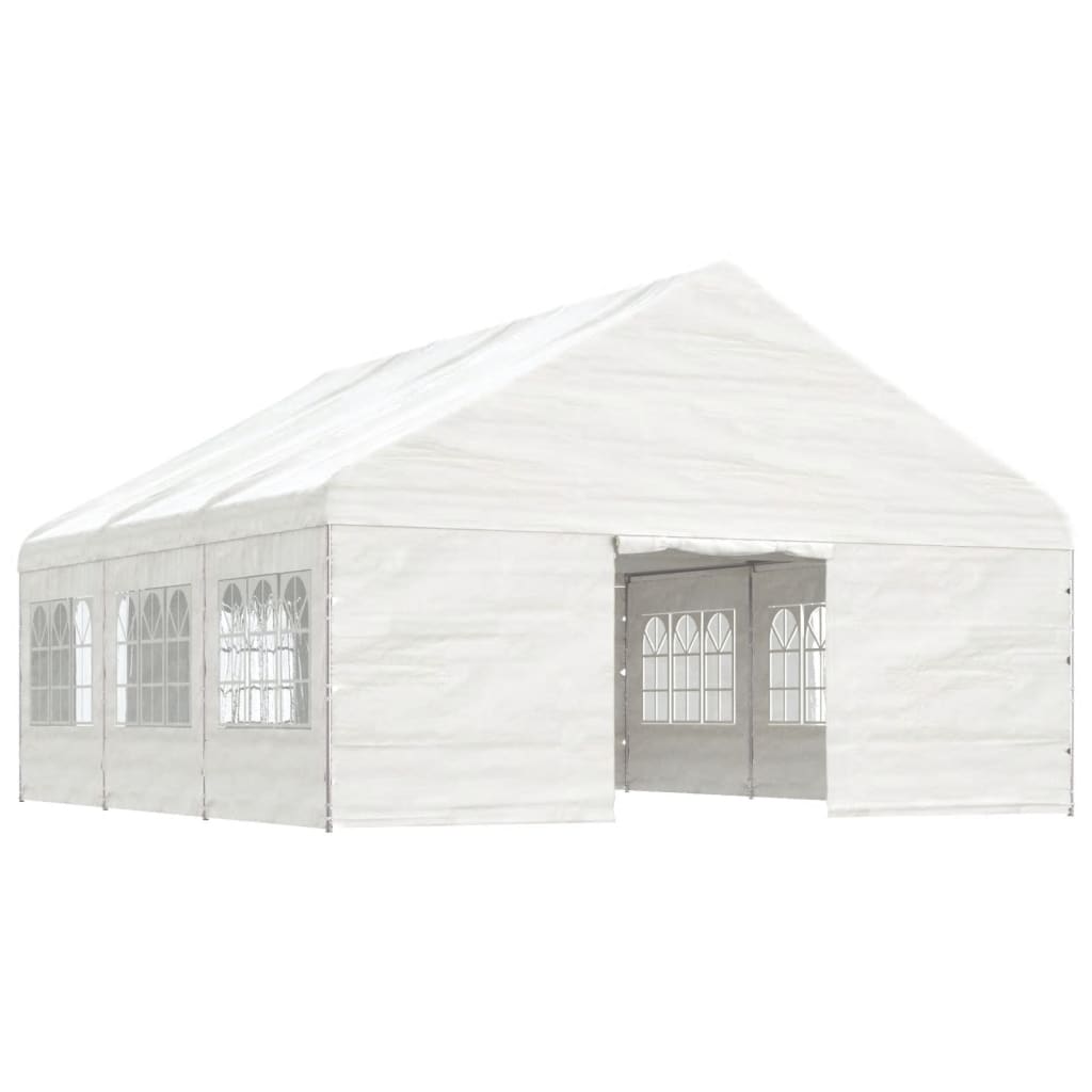 Arbor vidaxl avec toit 6.69x5.88x3,75 m Blanc en polyéthylène