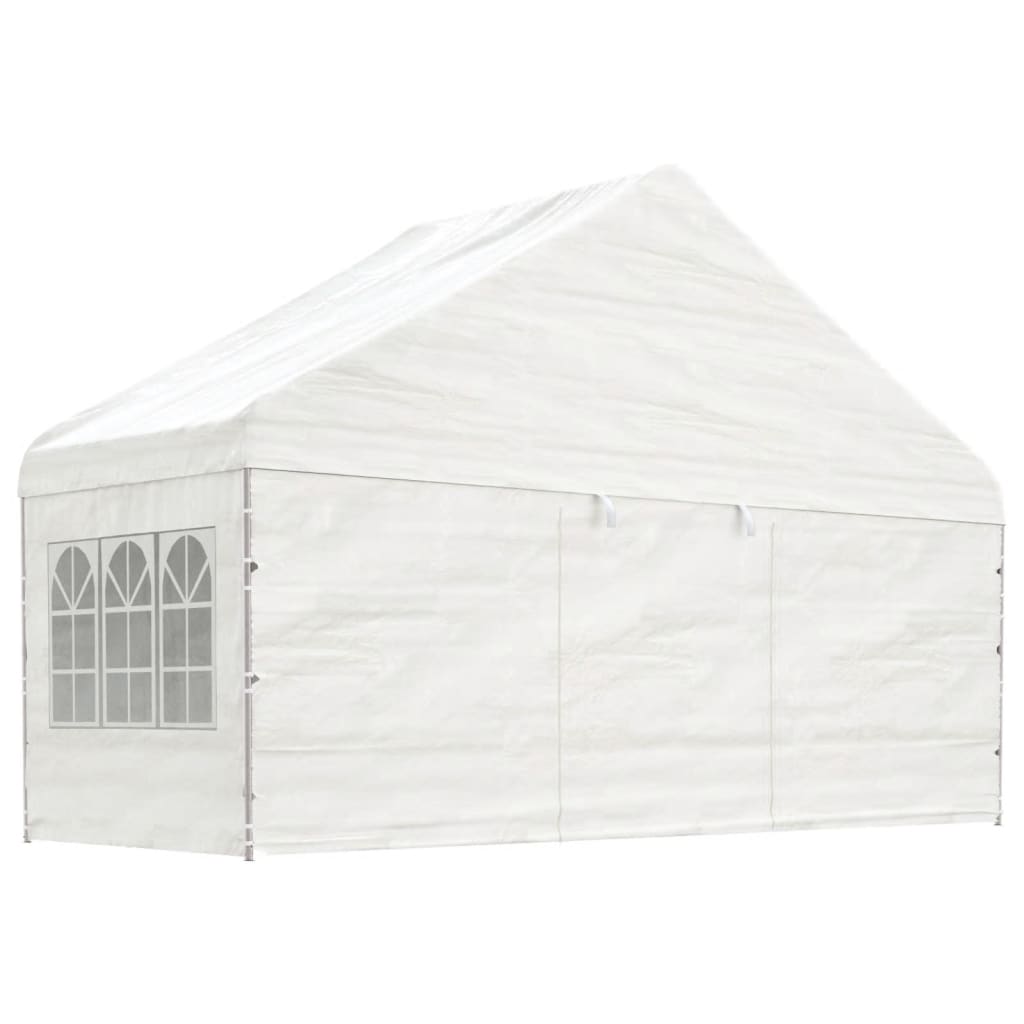 VidaXL Prieel met dak 8,92x5,88x3,75 m polyetheen wit