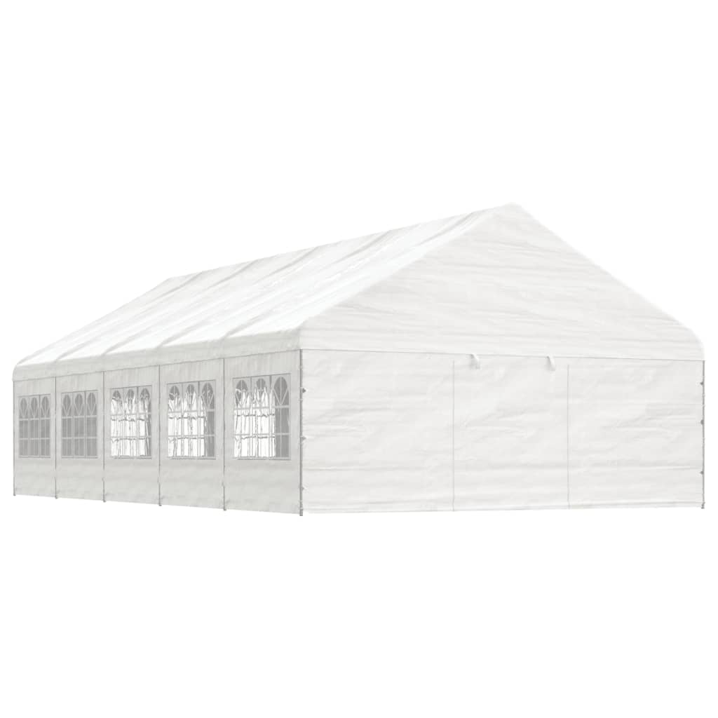 Vidaxl arbor with roof 11.15x5.88x3.75 m polyethylene white