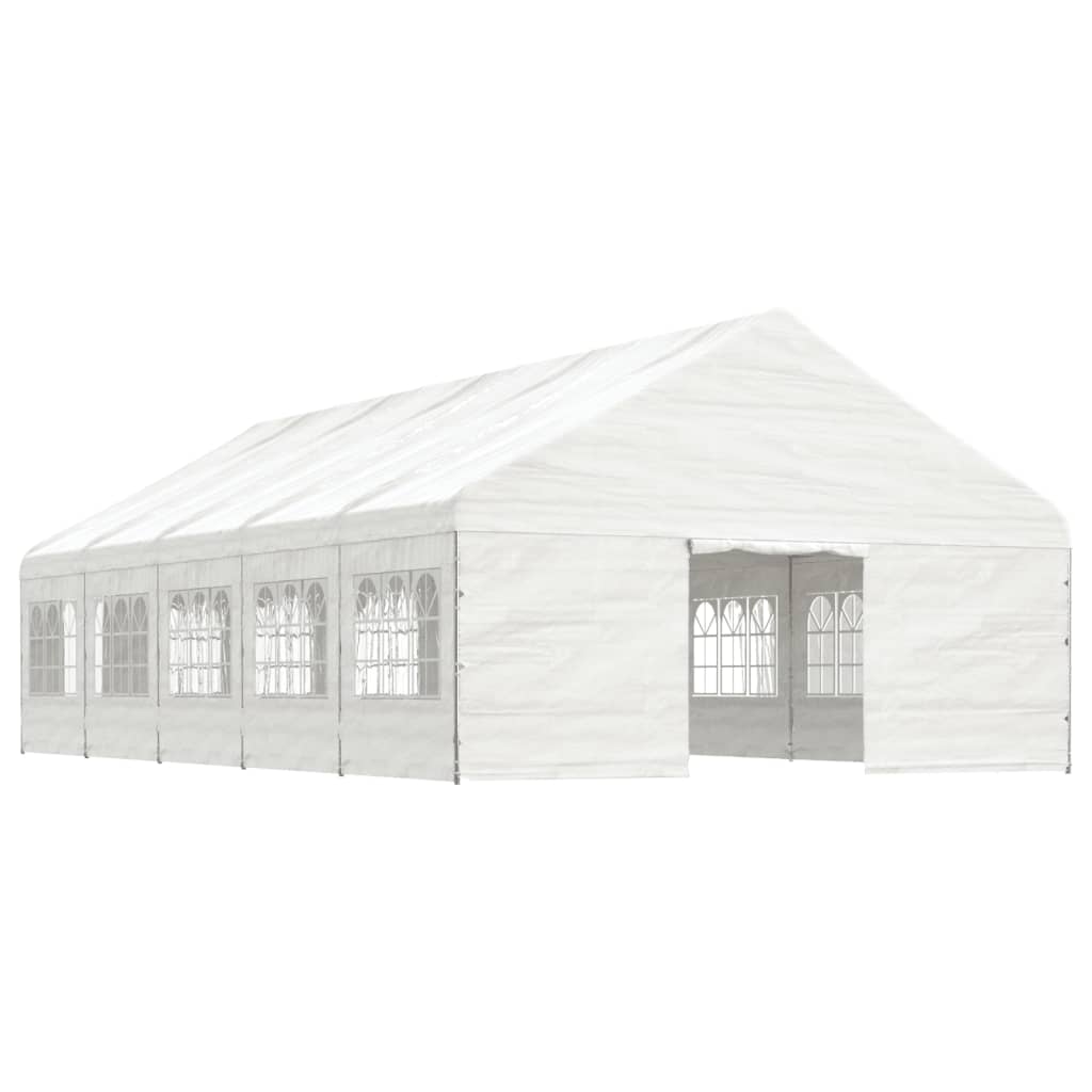 VidaXL Prieel met dak 11,15x5,88x3,75 m polyetheen wit