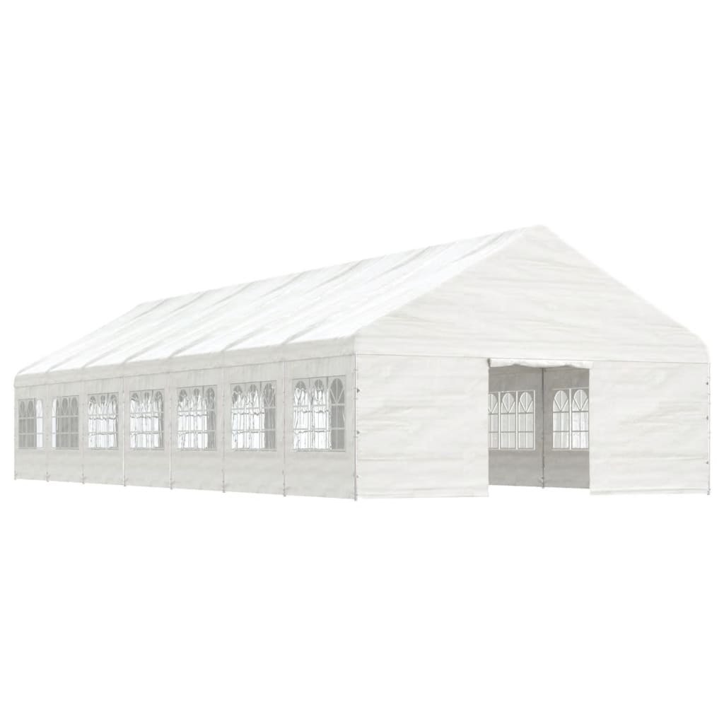 Vidaxl arbor with roof 15.61x5.88x3.75 m polyethylene white