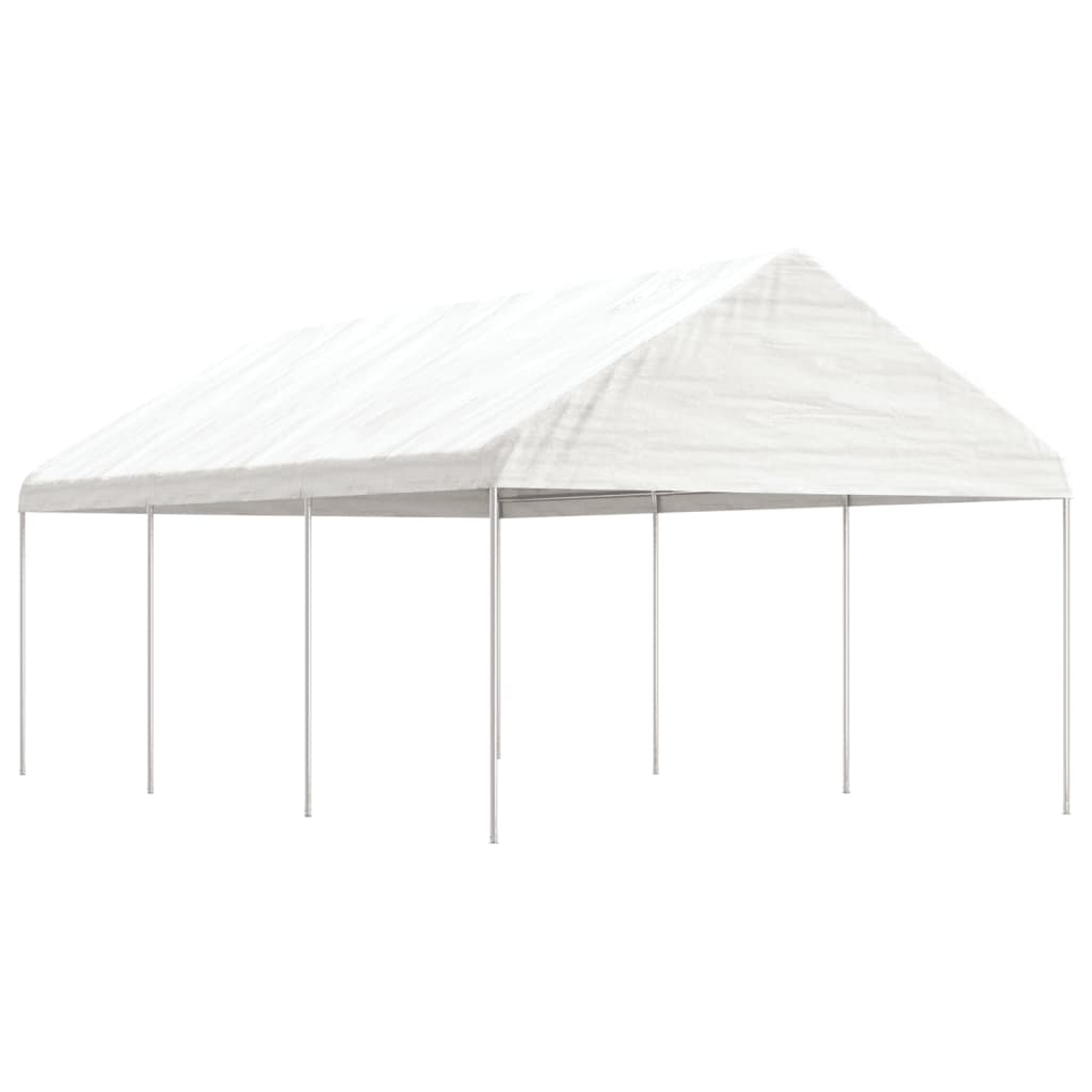 Vidaxl Arbor con techo 6.69x4.08x3.22 M polietileno blanco