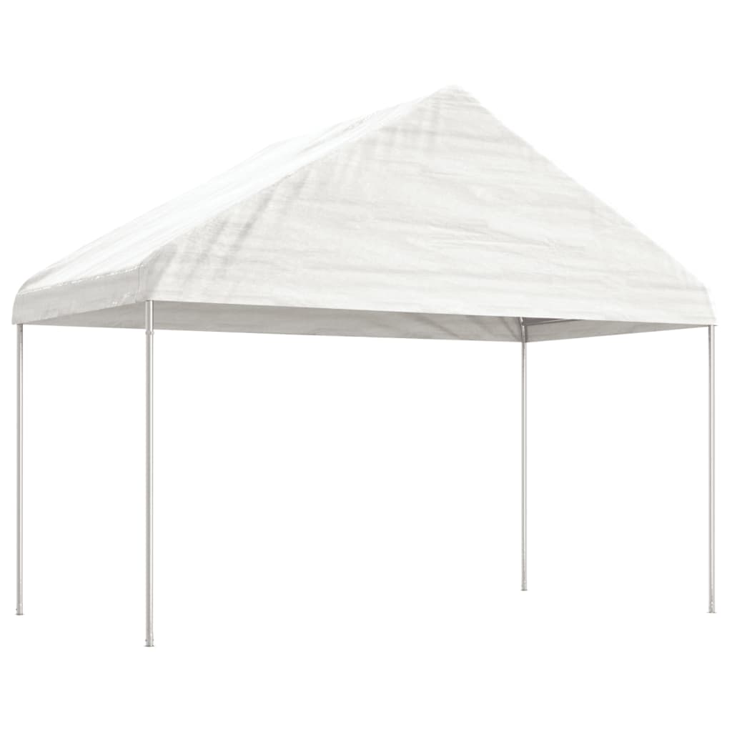 Vidaxl Arbor con techo 6.69x4.08x3.22 M polietileno blanco