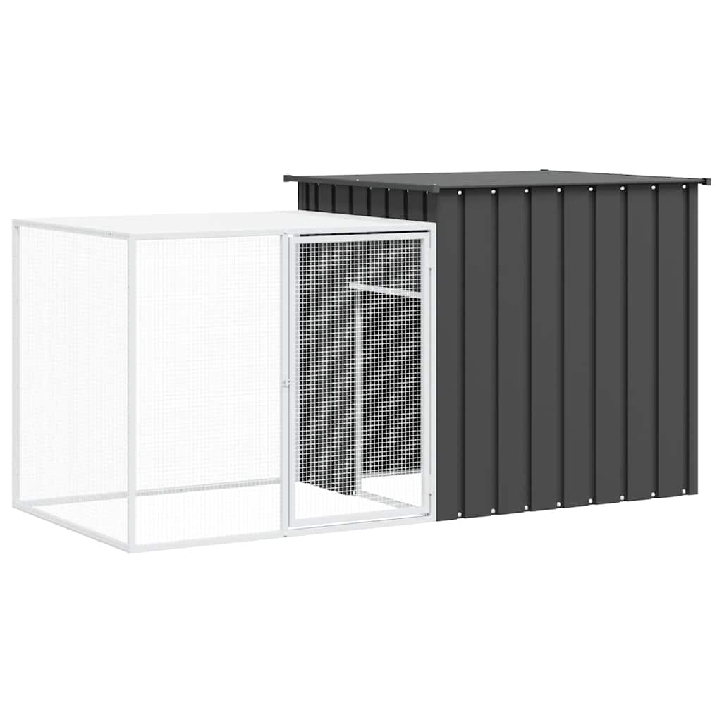 Clapier à lapin Vidaxxl 200x91x100 cm acier galvanisé anthracite