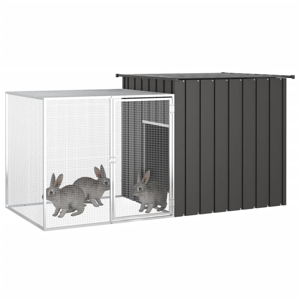 Vidaxl Rabbit Hutch 200x91x100 cm Antracite in acciaio zincato