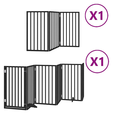 Vidaxl hondenhek inklapbaar 9 panelen 450 cm populierenhout zwart