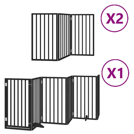 Vidaxl hondenhek inklapbaar 12 panelen 600 cm populierenhout zwart