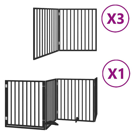 Vidaxl hondenhek inklapbaar 10 panelen 800 cm populierenhout zwart