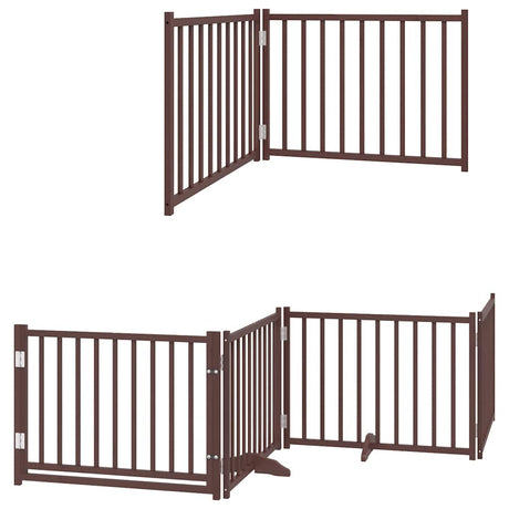 Vidaxl hondenhek inklapbaar 6 panelen 480 cm populierenhout bruin
