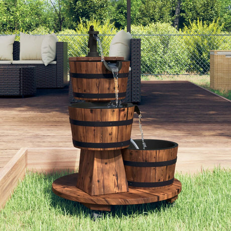 Vidaxxl fontaine à eau avec pompe et roulettes 55x55x80 cm bois de pin massif