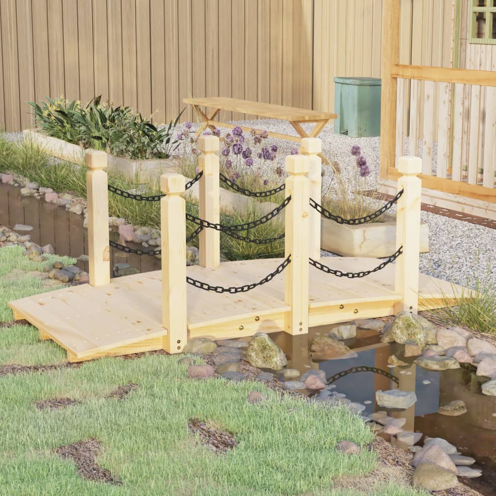 Vidaxl Garden Bridge avec rails de chaîne 150x67x56 cm en pin solide