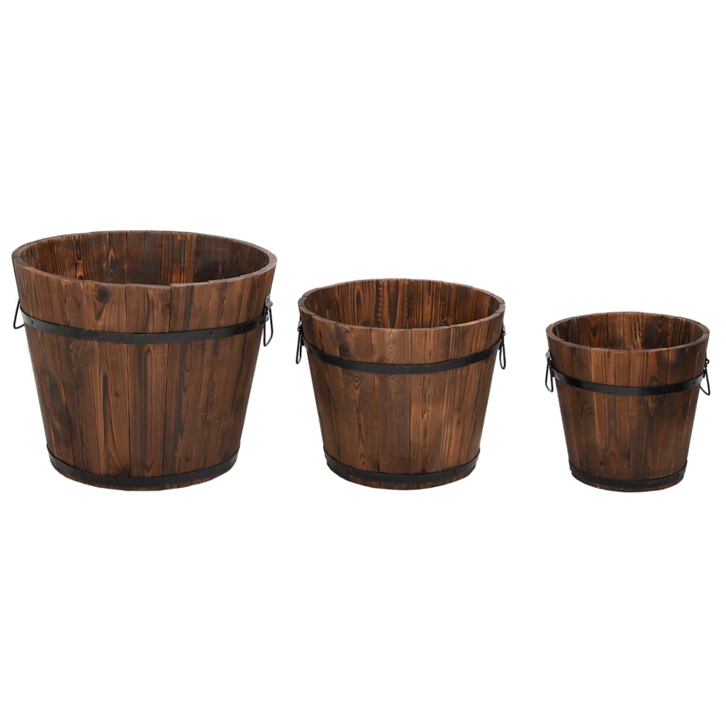 Vidaxx ensemble de jardinières seau en bois 3 pièces en bois de pin massif