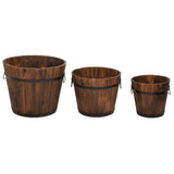 Vidaxx ensemble de jardinières seau en bois 3 pièces en bois de pin massif