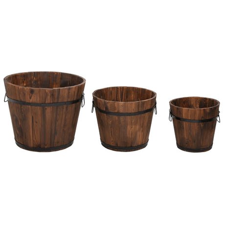 Vidaxx ensemble de jardinières seau en bois 3 pièces en bois de pin massif