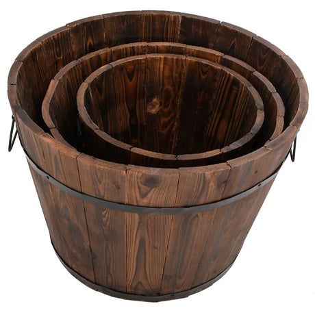 Vidaxx ensemble de jardinières seau en bois 3 pièces en bois de pin massif