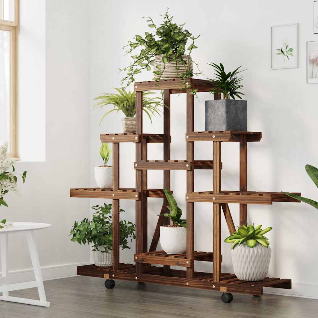 Vidaxx support pour plantes à roulettes 110x25x101 cm en bois de pin massif