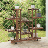 Vidaxx support pour plantes à roulettes 110x25x115 cm en bois de pin massif