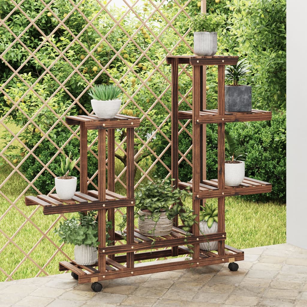 Vidaxx support pour plantes à roulettes 95x25x101 cm en bois de pin massif