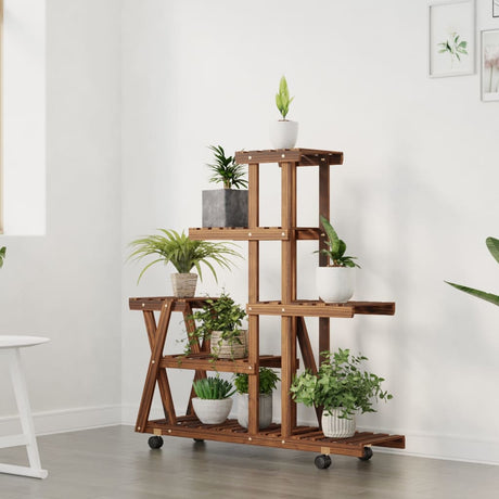 Vidaxx support pour plantes à roulettes 95x25x101 cm en bois de pin massif