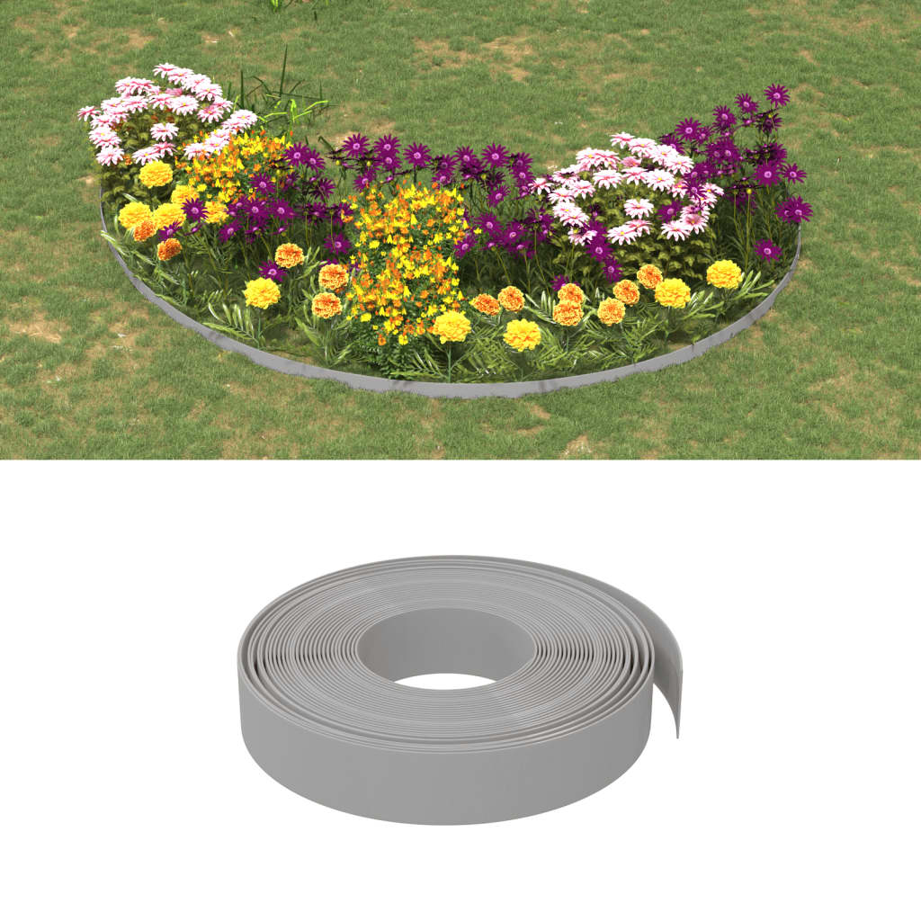 VidaXL Bordure de jardin 2 pcs 10 m 10 cm polyéthylène gris