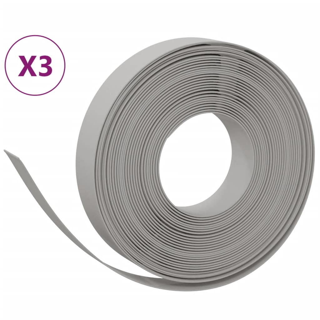 VidaXL Bordure de jardin 3 pcs 10 m 10 cm polyéthylène gris