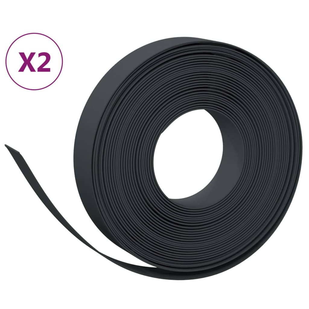 Vidaxl Garden Bordes 2 PCS 10 m 10 cm de polietileno negro