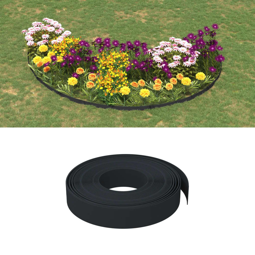 Vidaxl Garden Bordes 2 PCS 10 m 10 cm de polietileno negro