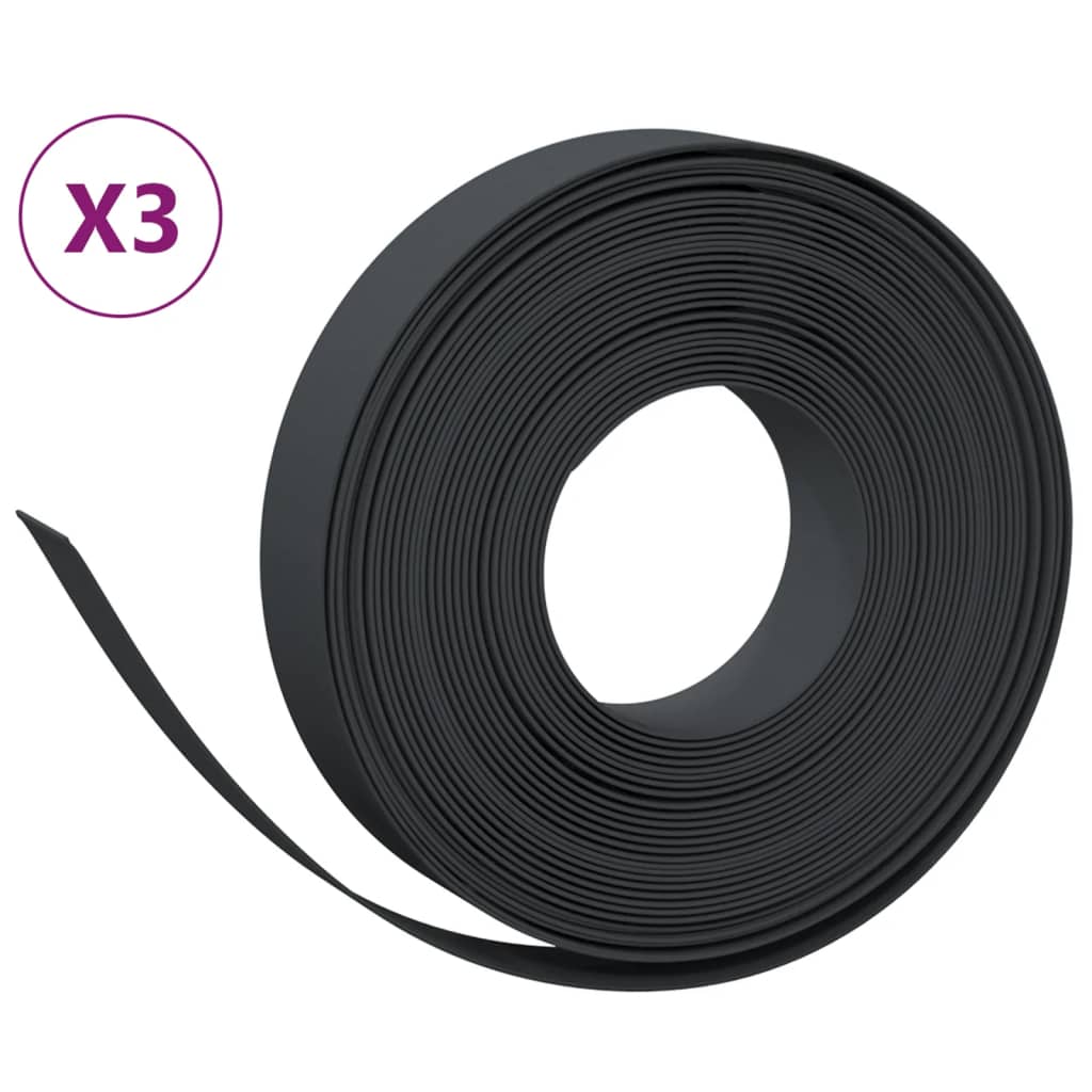 Vidaxl Garden Edges 3 st 10 m 10 cm polyeten svart